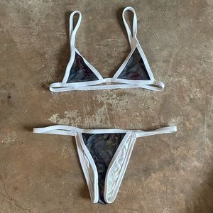 Floral black mesh bikini by Minimale Animale